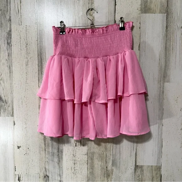 SHEIN Mod Pink Ruffled Mini Skirt NEW - Picture 5 of 12